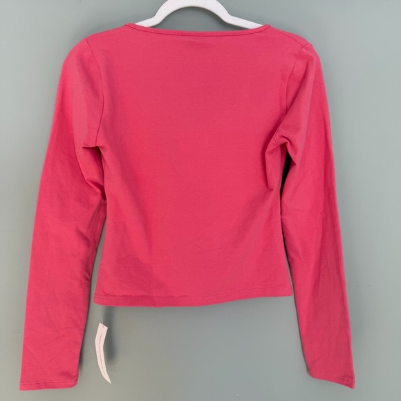 NWT Reformation "Silas" Snapdragon Pink Front Cutout Long Sleeve Knit Top - Picture 10 of 15